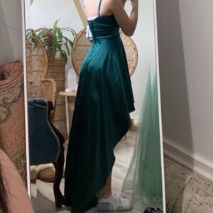 green satin dress, needs to be sold quickly!